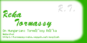 reka tormassy business card